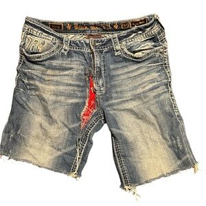 Rock Revival Blue Jean handmade Shorts with Red Accent Please See Photos For Co